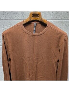 Vuori Waffle Crew Mens Brown Long Sleeve Waffle Knit Shirt V176  XL 24x31